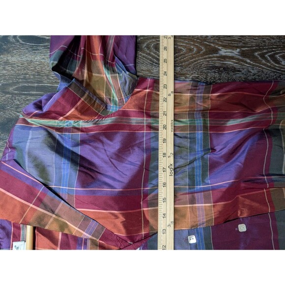 Coldwater Creek Shirt XL Purple Red Plaid 100% Silk Button Front Blouse Mb - Picture 6 of 7